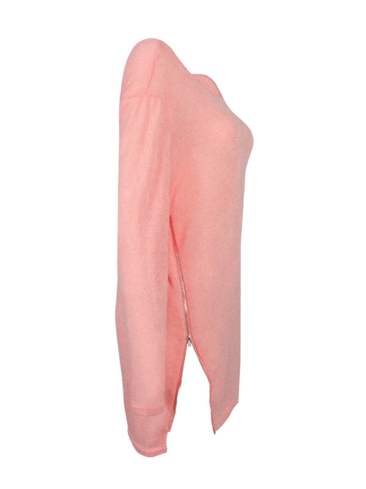 Fluffy Zipper Long Sleeve Casual H-line T-shhirts